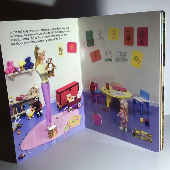 Barbie 💖Big Lift and Learn Flap book board book Barbie & Kelly's Super Saturday - Picture 2 of 9
